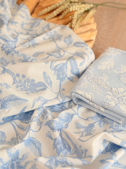 Printed Linen Slub Porcelain Garden