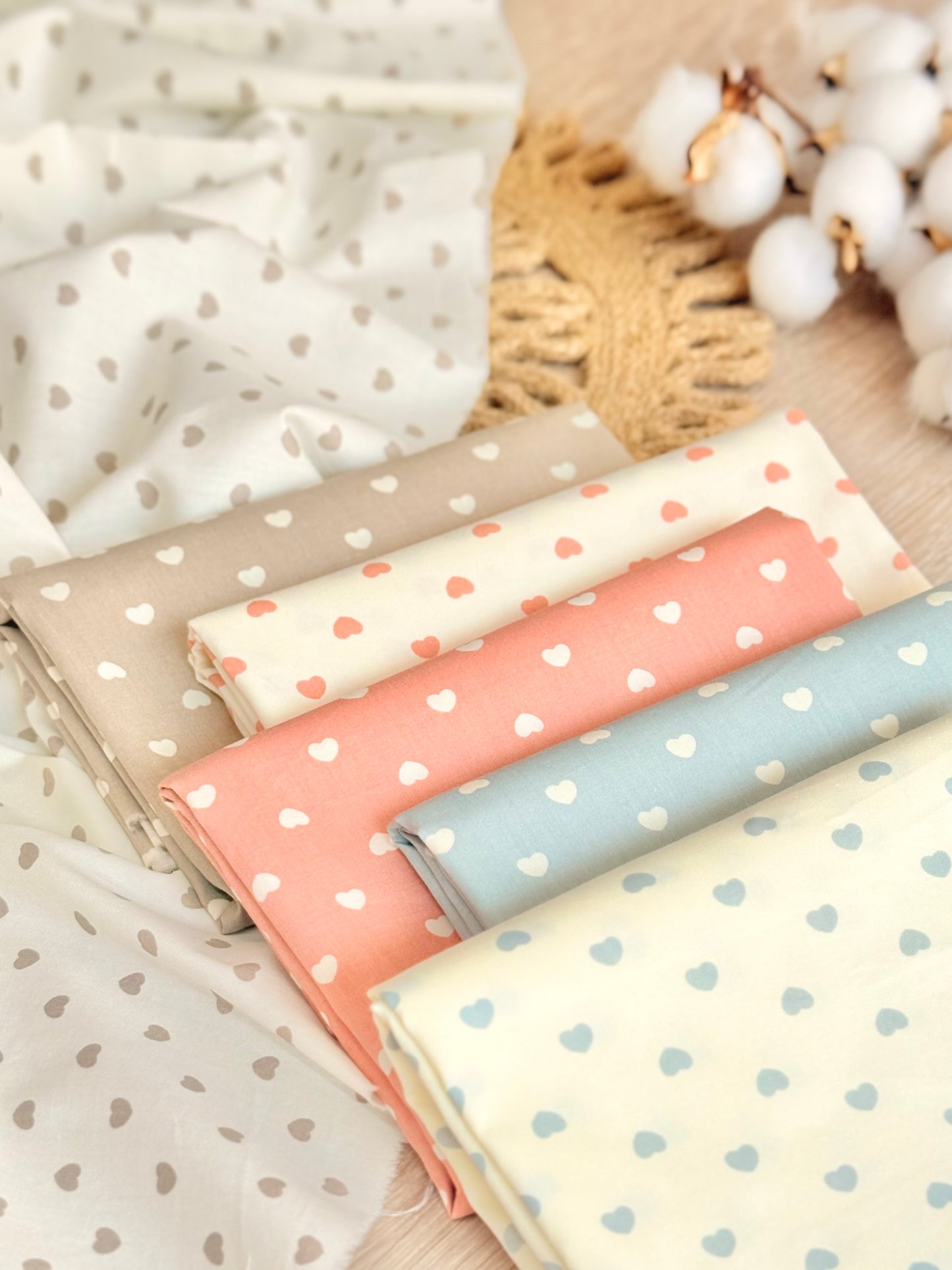 Cotton Twill Pastel Hearts