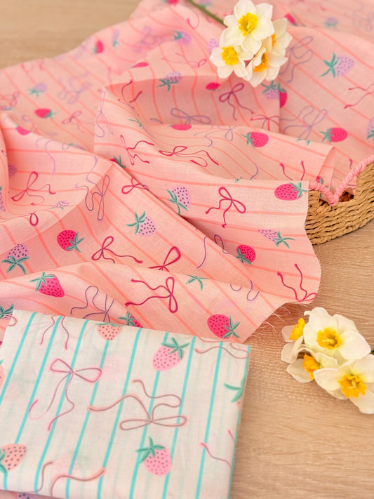 Printed Cotton Strawberry Ribbons