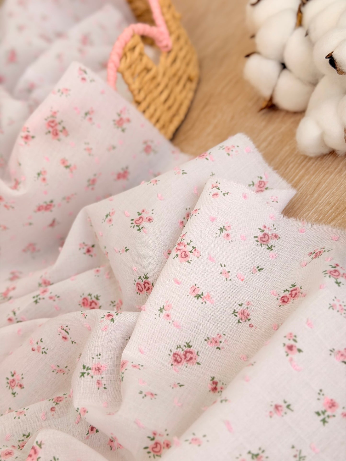 Printed Plumeti Cotton Blushing Rose