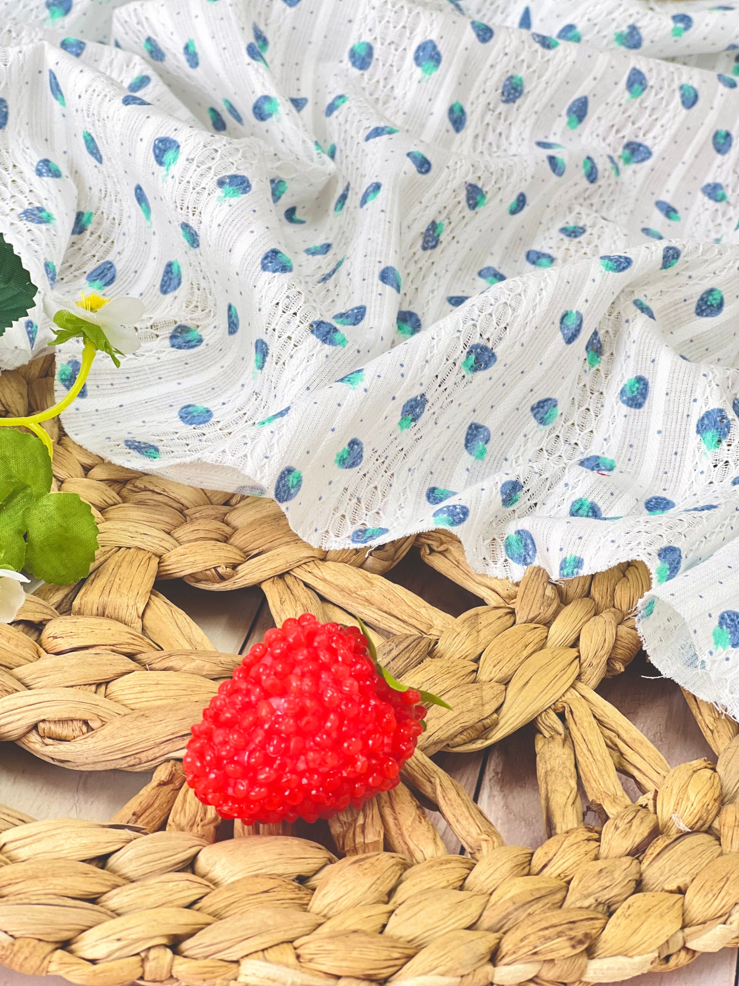 Embroidered Cotton Strawberries