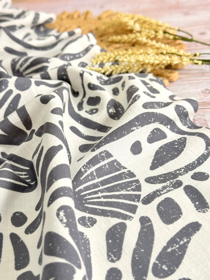 Printed Linen Slub Natural Shapes