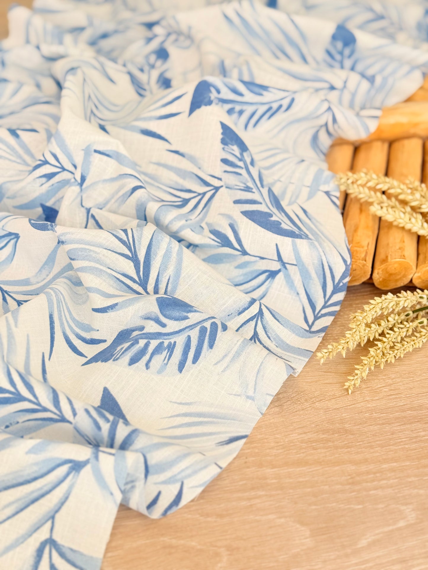 Printed Linen Blue Breeze