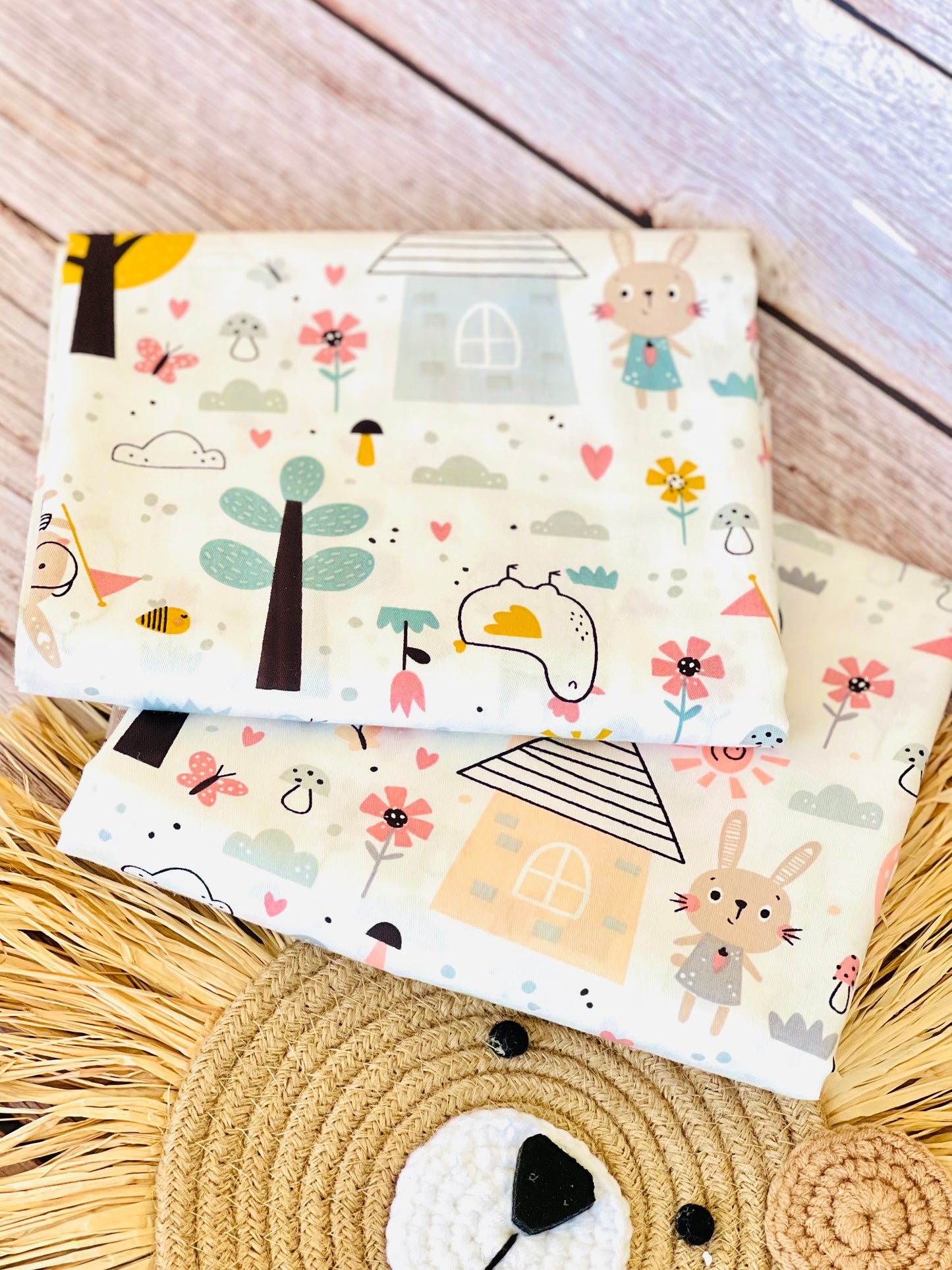 Cotton Twill Bunny Village