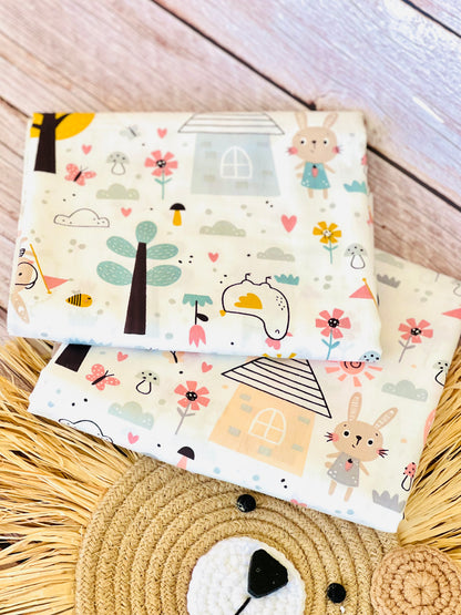 Cotton Twill Bunny Village
