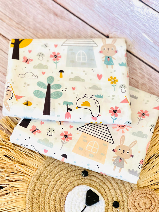 Cotton Twill Bunny Village