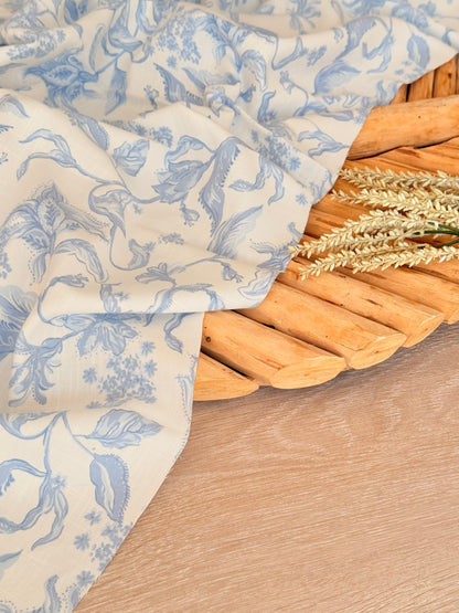 Printed Linen Slub Porcelain Garden