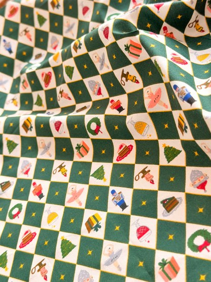 Cotton Twill Christmas Argyle