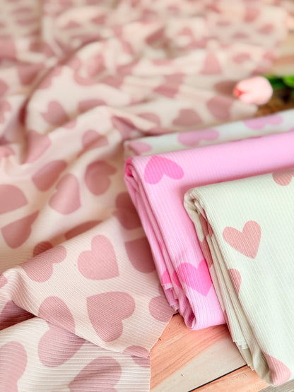 Printed Rib Pink Hearts Dream
