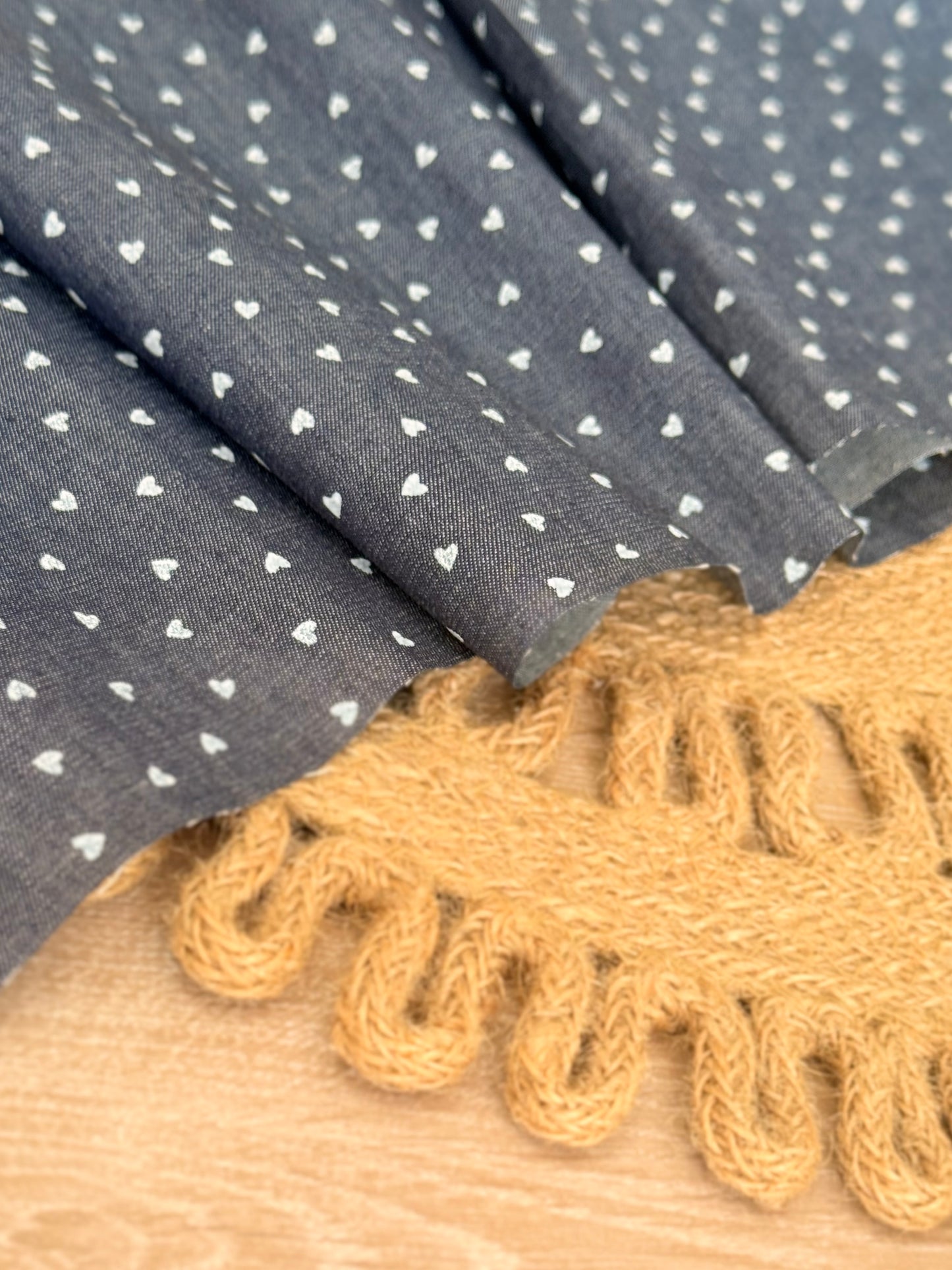 Printed Denim Midnight Hearts