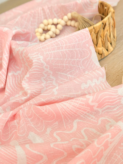 Printed Linen Coral Flow