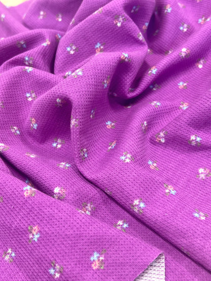 Printed Waffle Fabric Mauve Flower