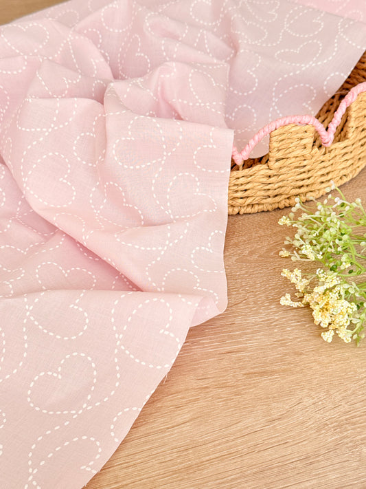 Puff Printed Cotton Stitched Hearts