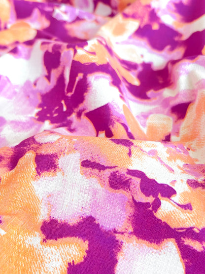 Printed Linen Tie Dye Flowers