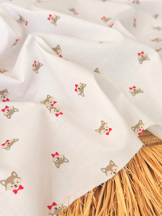 Printed Cotton Bow Puppy