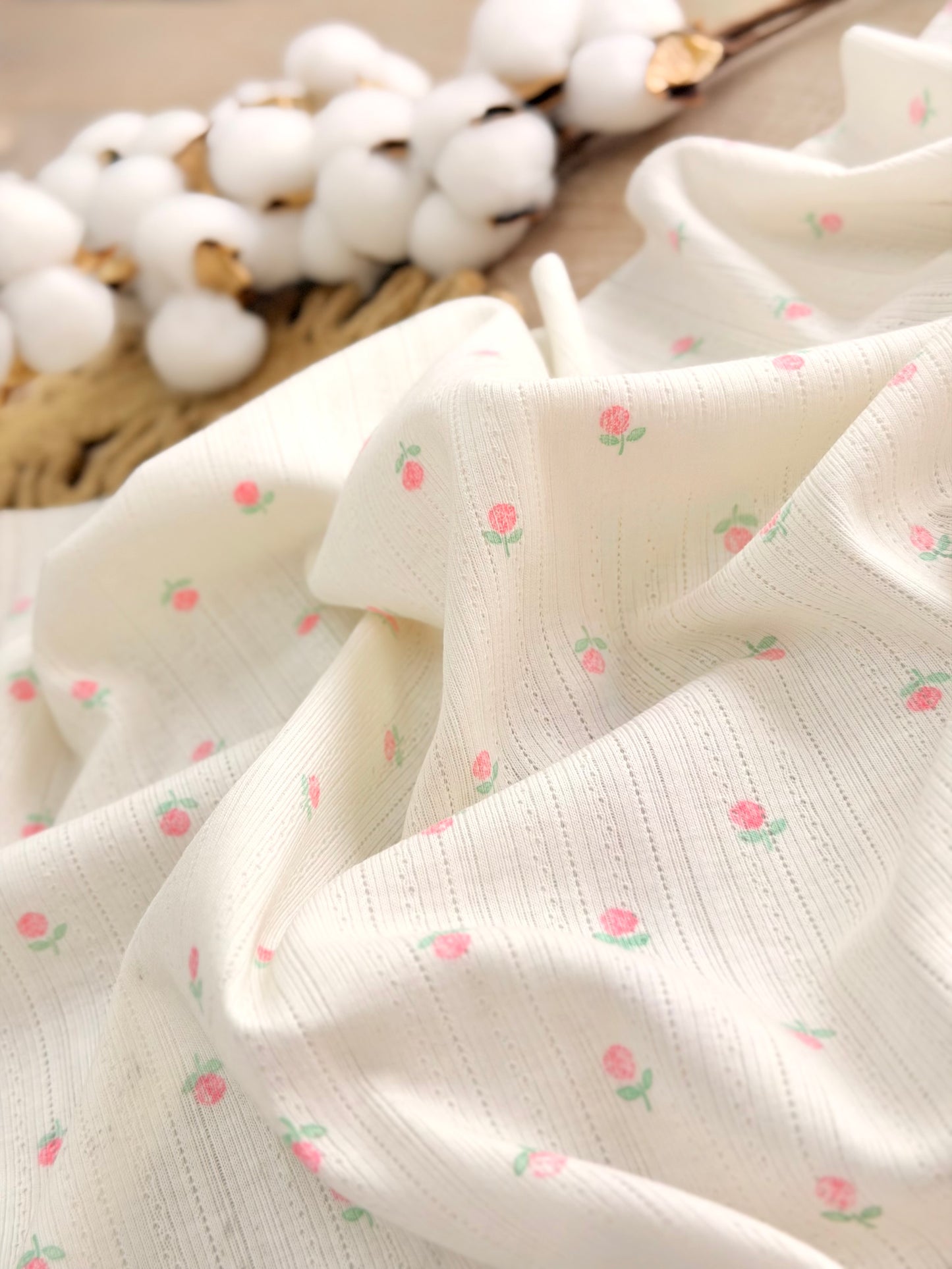 Printed Cotton Jersey Blush Petals
