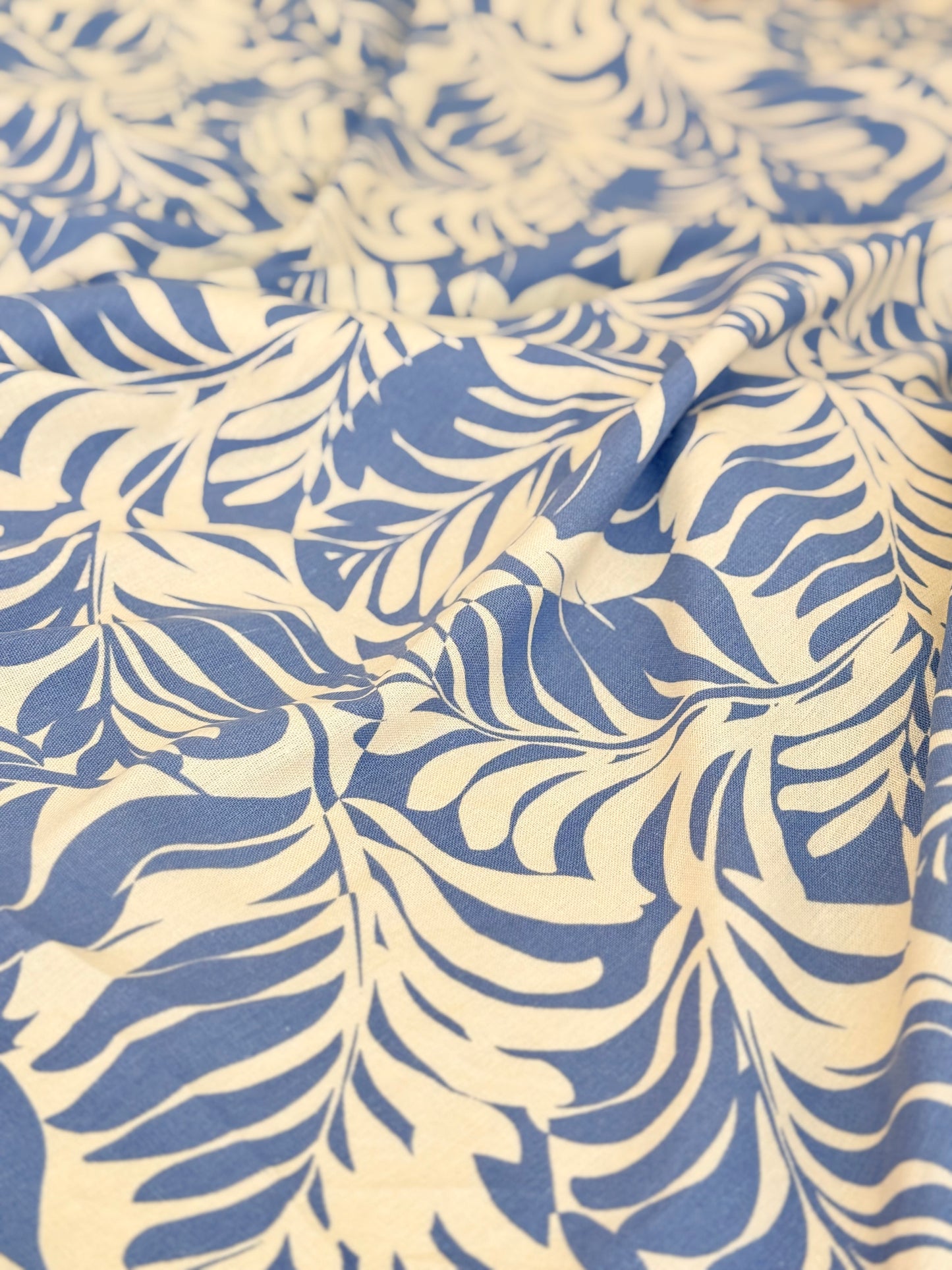 Printed Linen Santorini Leaves