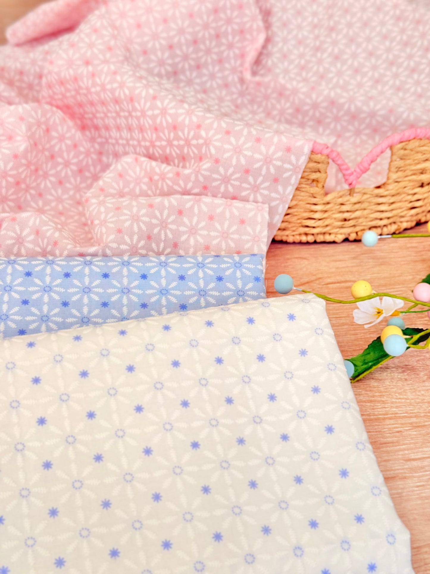 Puff Printed Cotton Blossom Grid