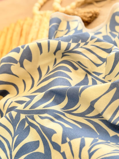 Printed Linen Santorini Leaves