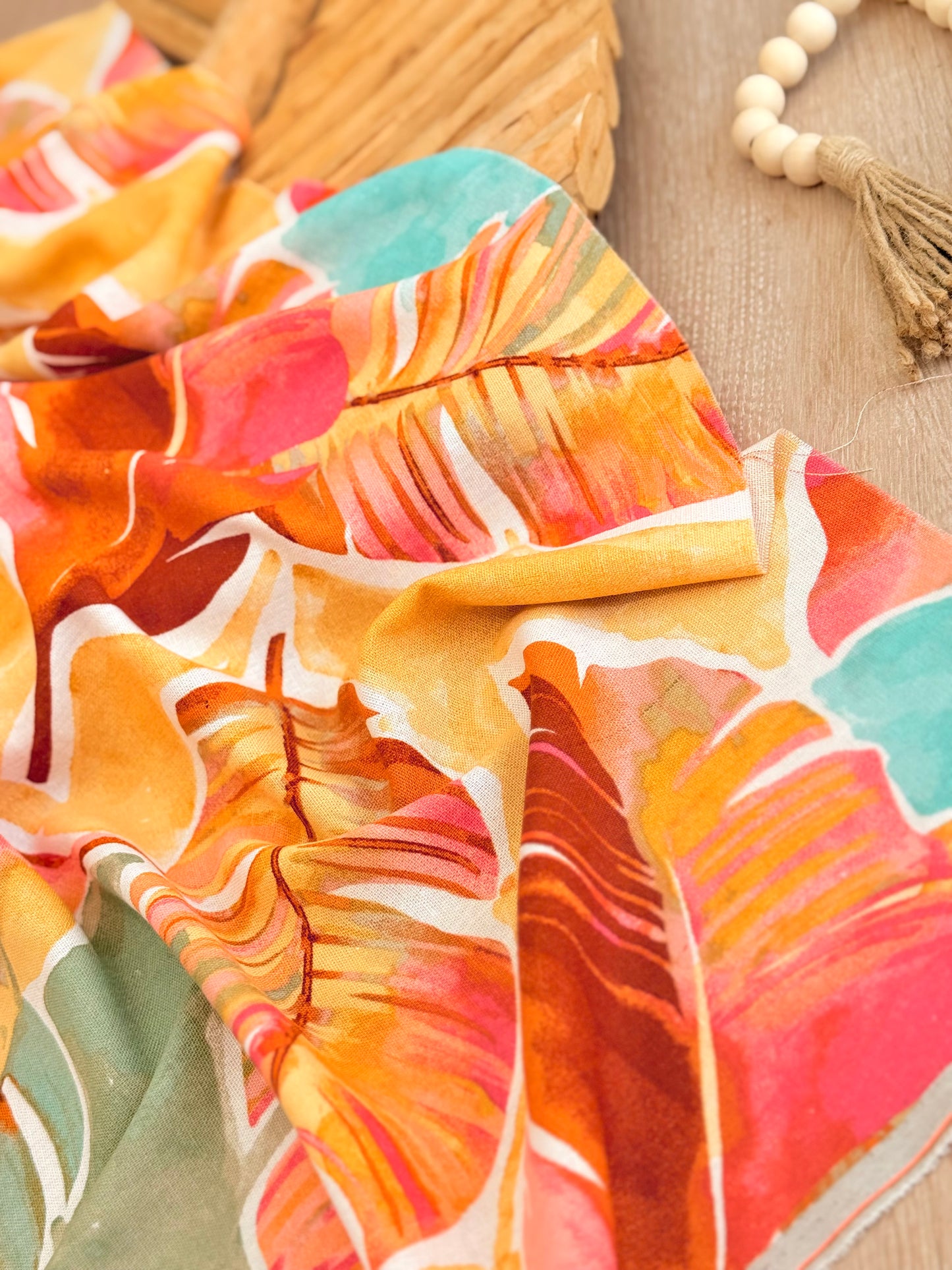 Printed Linen Flame Palms