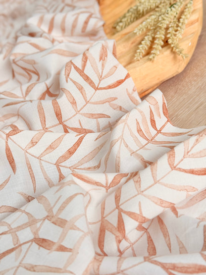Printed Linen Slub Willow Leaves