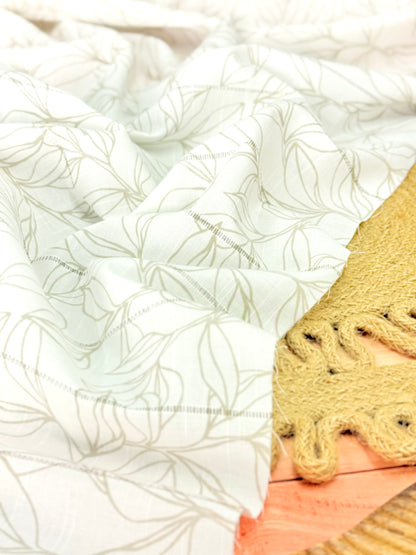 Embroidered Cotton Whisper Leaves