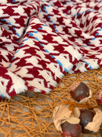 Paño de Lana Crimson Houndstooth