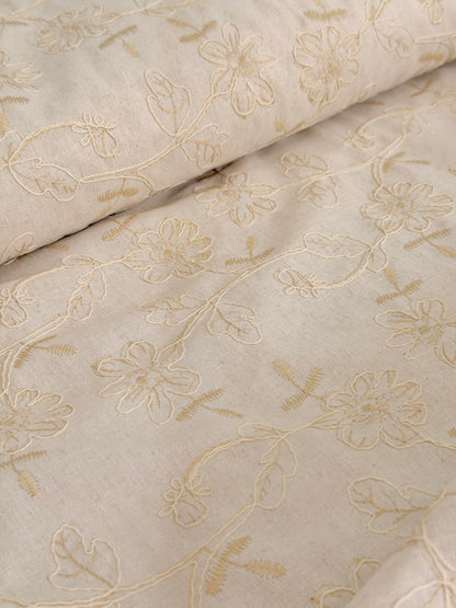 Embroidered Linen Ivory Meadow