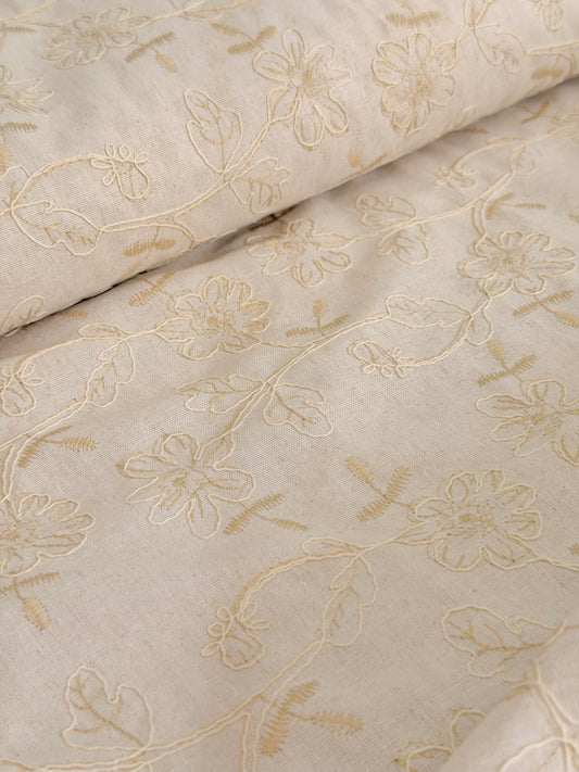 Embroidered Linen Ivory Meadow