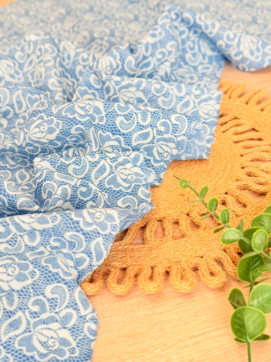 Printed Denim Blue Lace Garden
