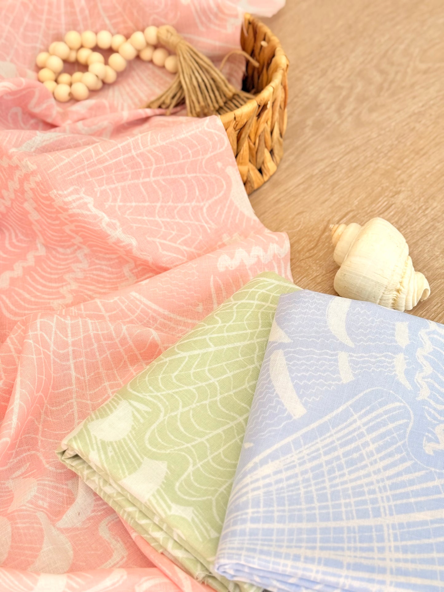 Printed Linen Coral Flow