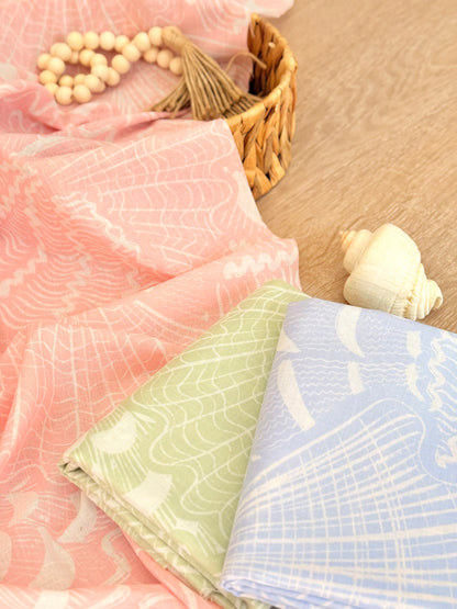 Printed Linen Coral Flow