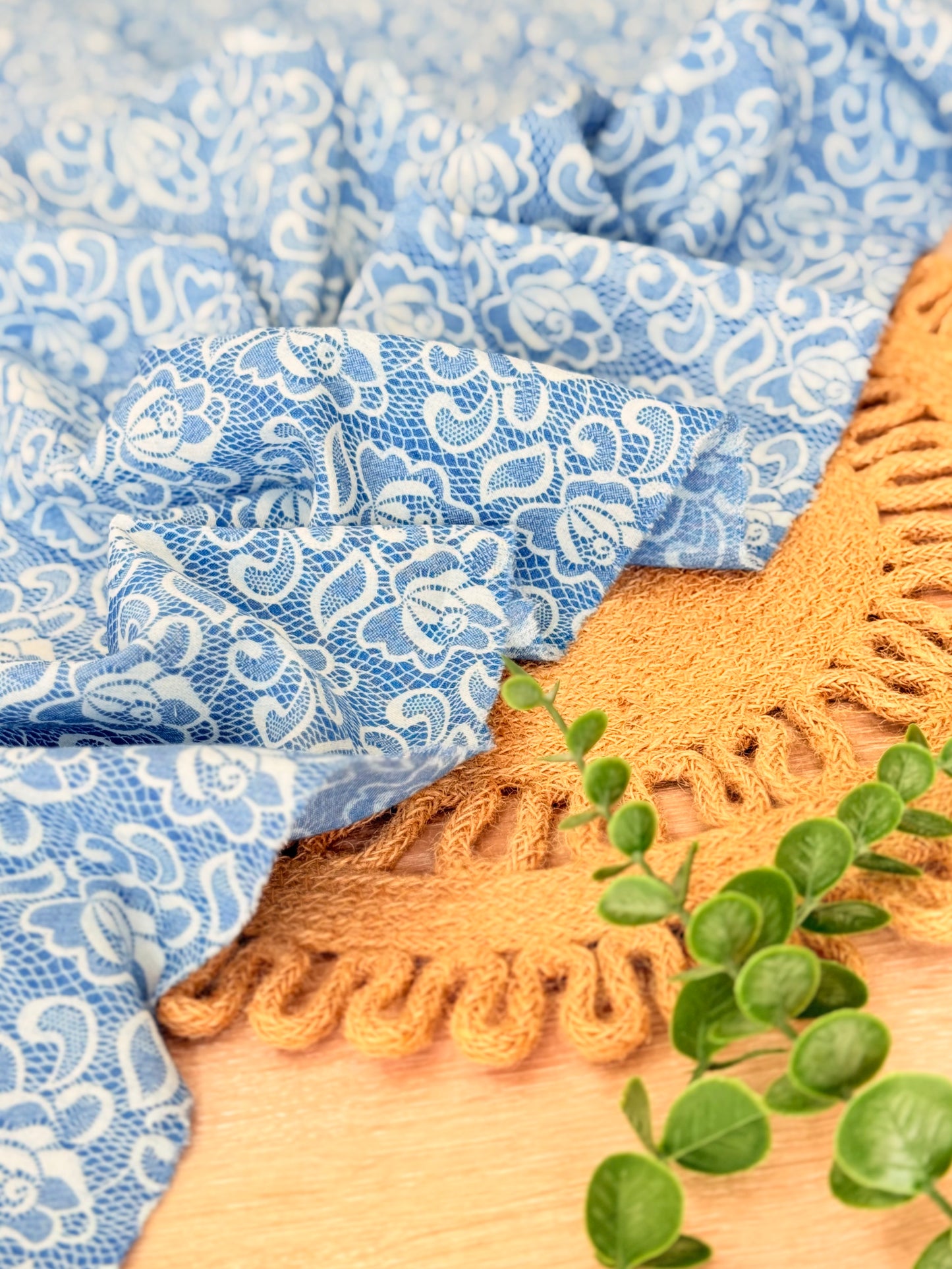 Printed Denim Blue Lace Garden