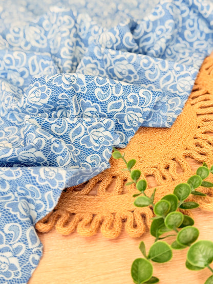 Printed Denim Blue Lace Garden