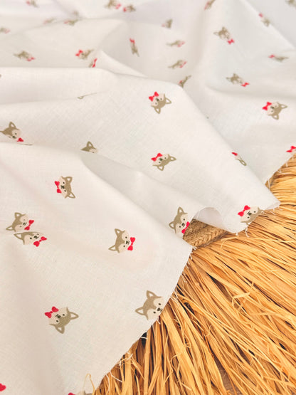 Printed Cotton Bow Puppy