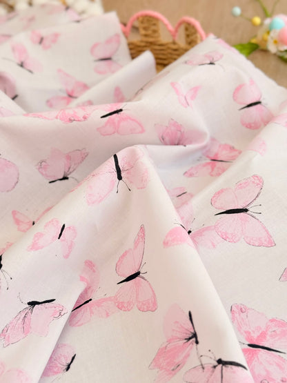 Printed Cotton Blush Butterflies