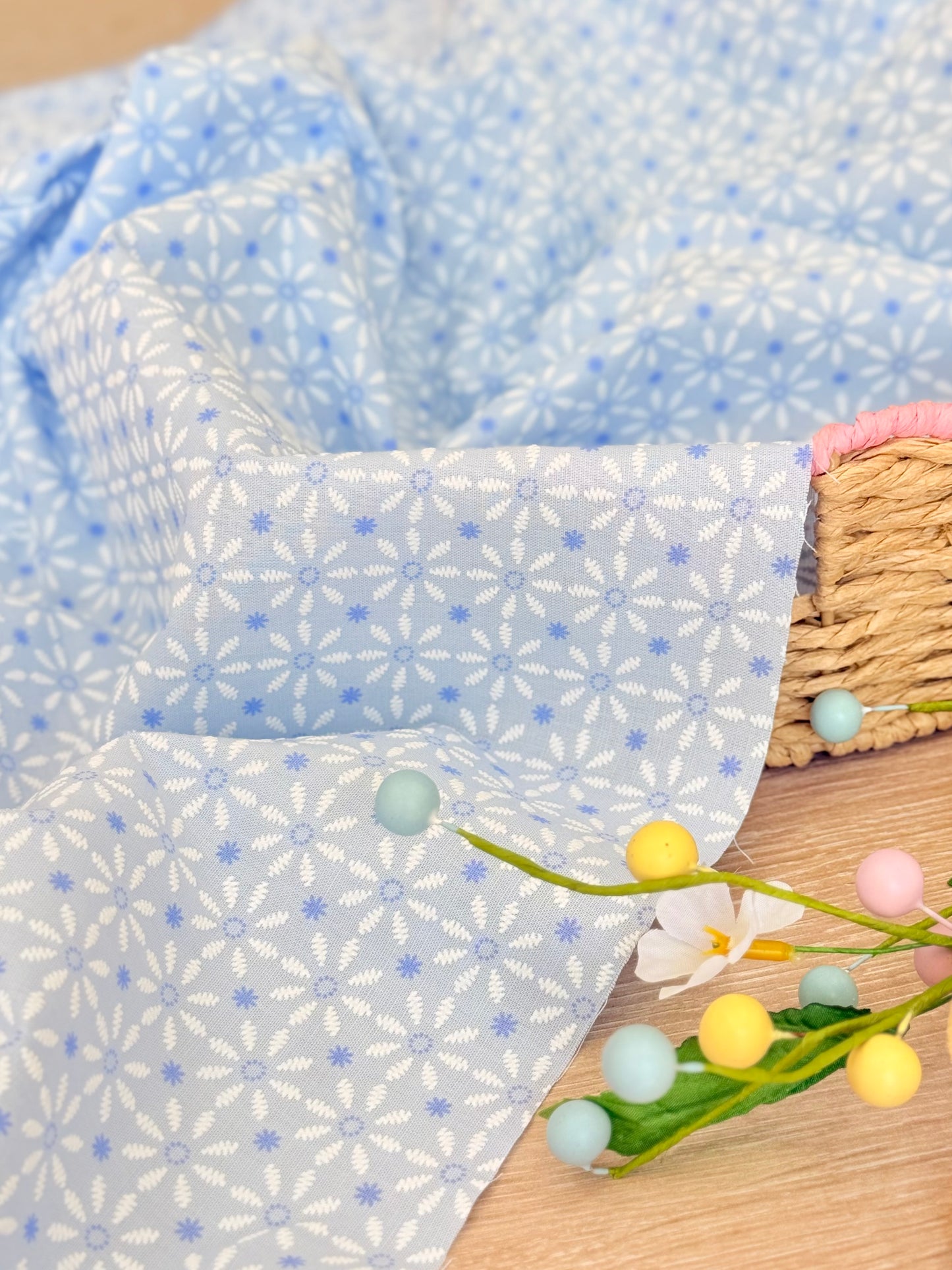 Puff Printed Cotton Blossom Grid