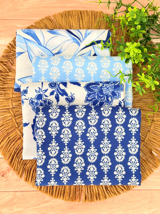 Printed Linen Indigo Garden