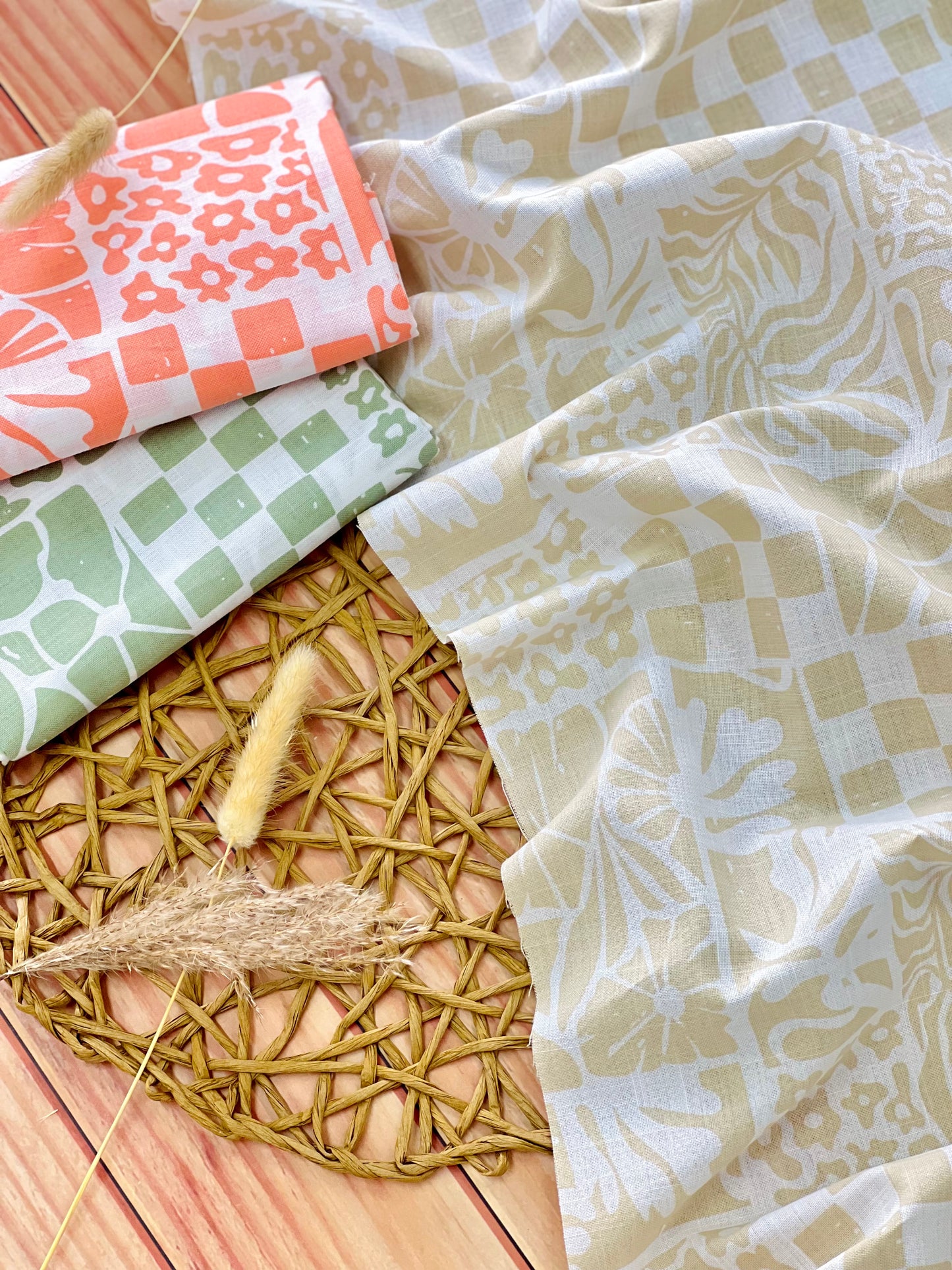 Printed Linen Pastel Mosaic