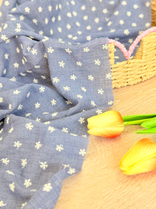 Embroidered Cotton Chambray Bloom