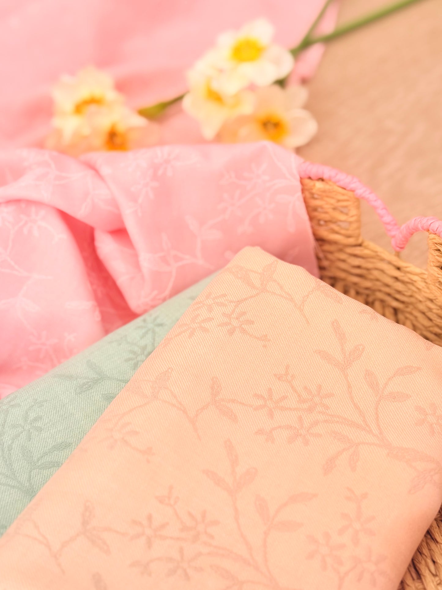 Twill Puff Stretch Blush Garden