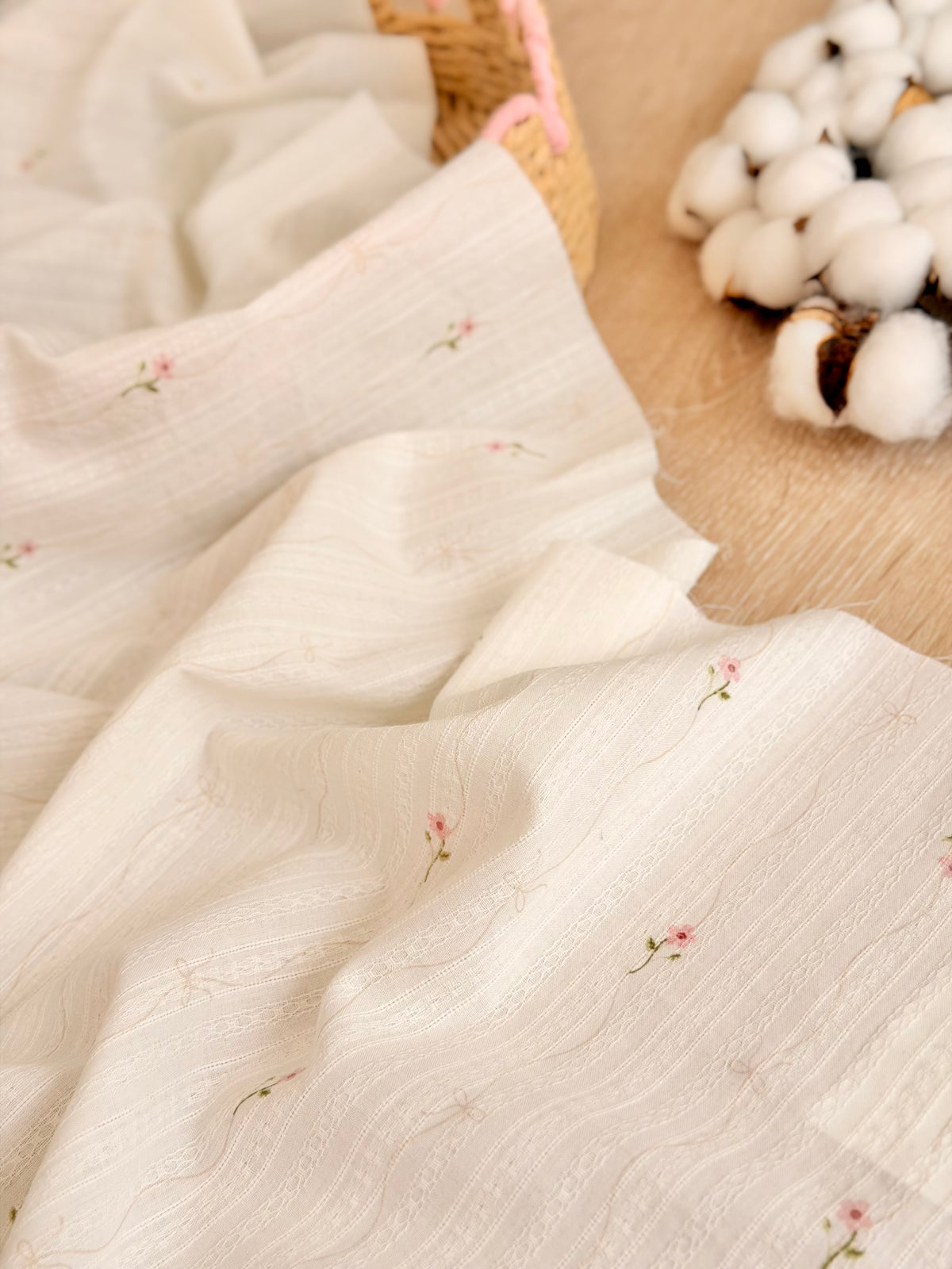 Embroidered Cotton Blush Garden