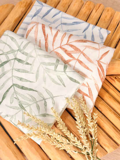 Printed Linen Slub Willow Leaves