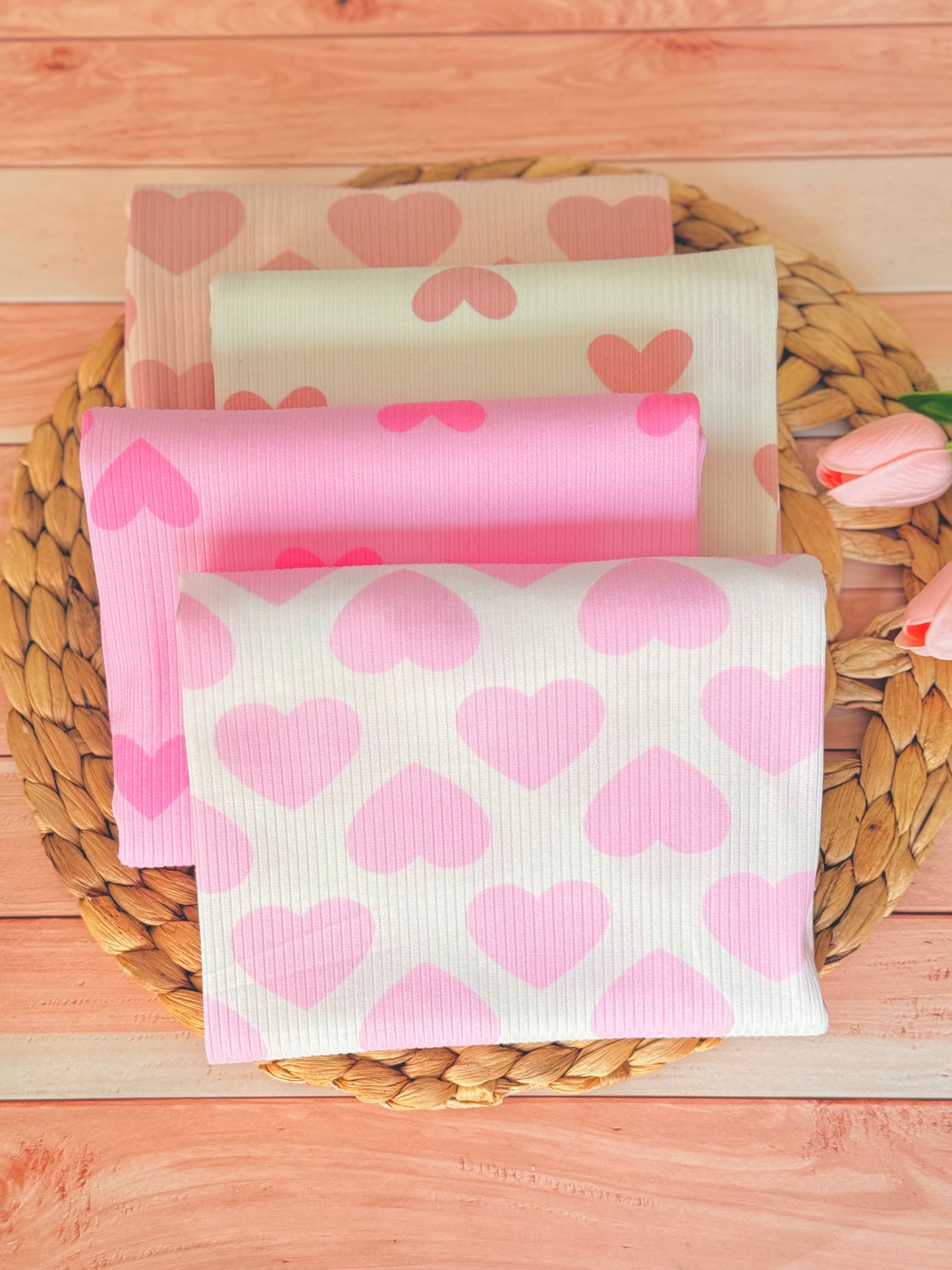 Printed Rib Pink Hearts Dream