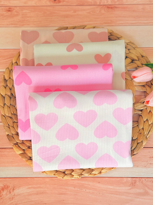 Printed Rib Pink Hearts Dream
