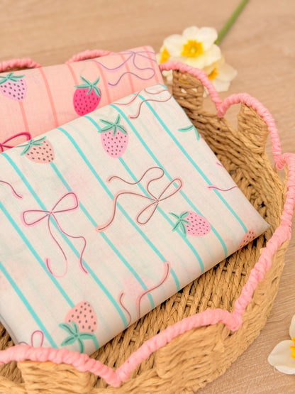 Printed Cotton Strawberry Ribbons