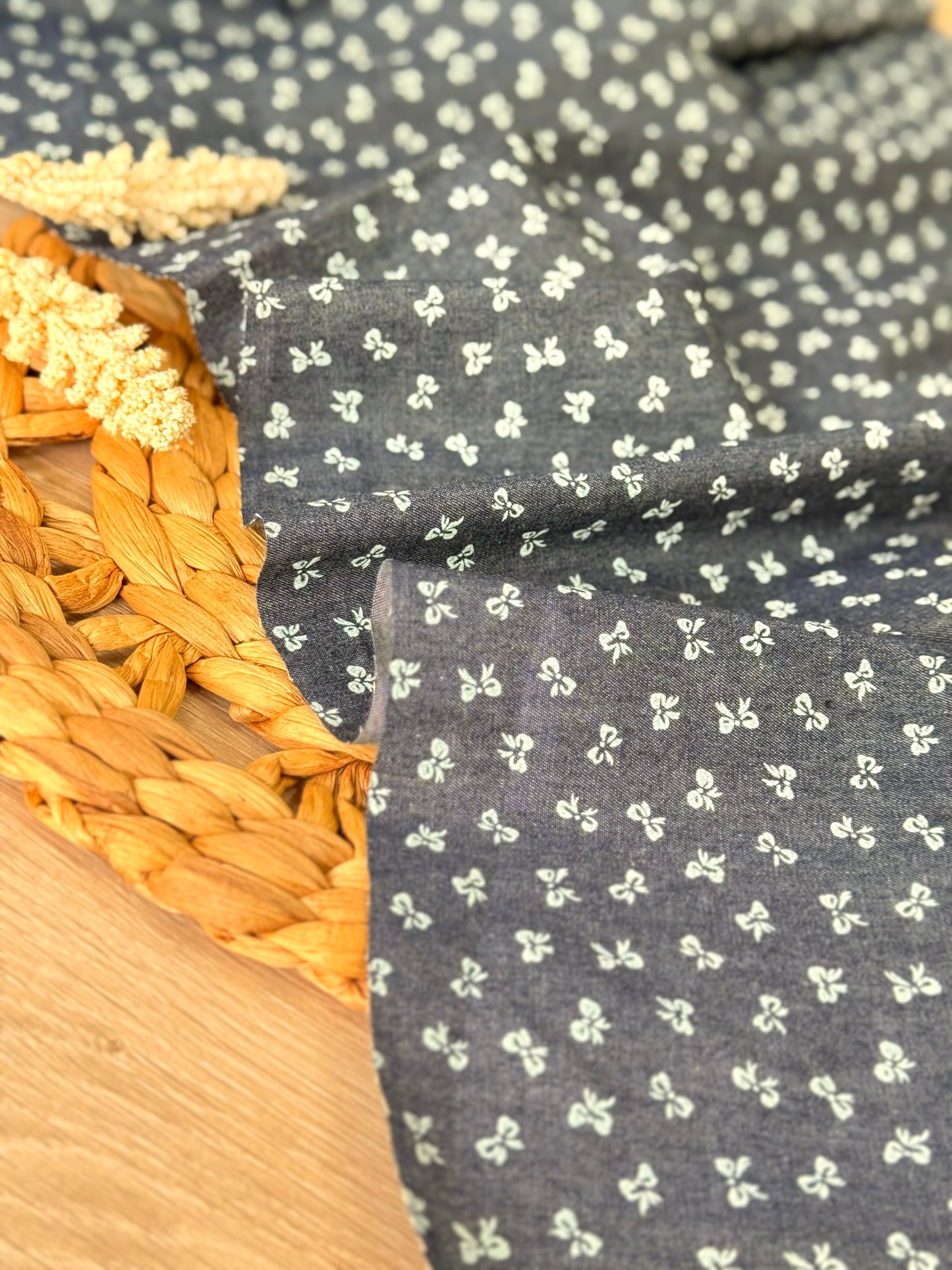 Printed Denim Mini Bows