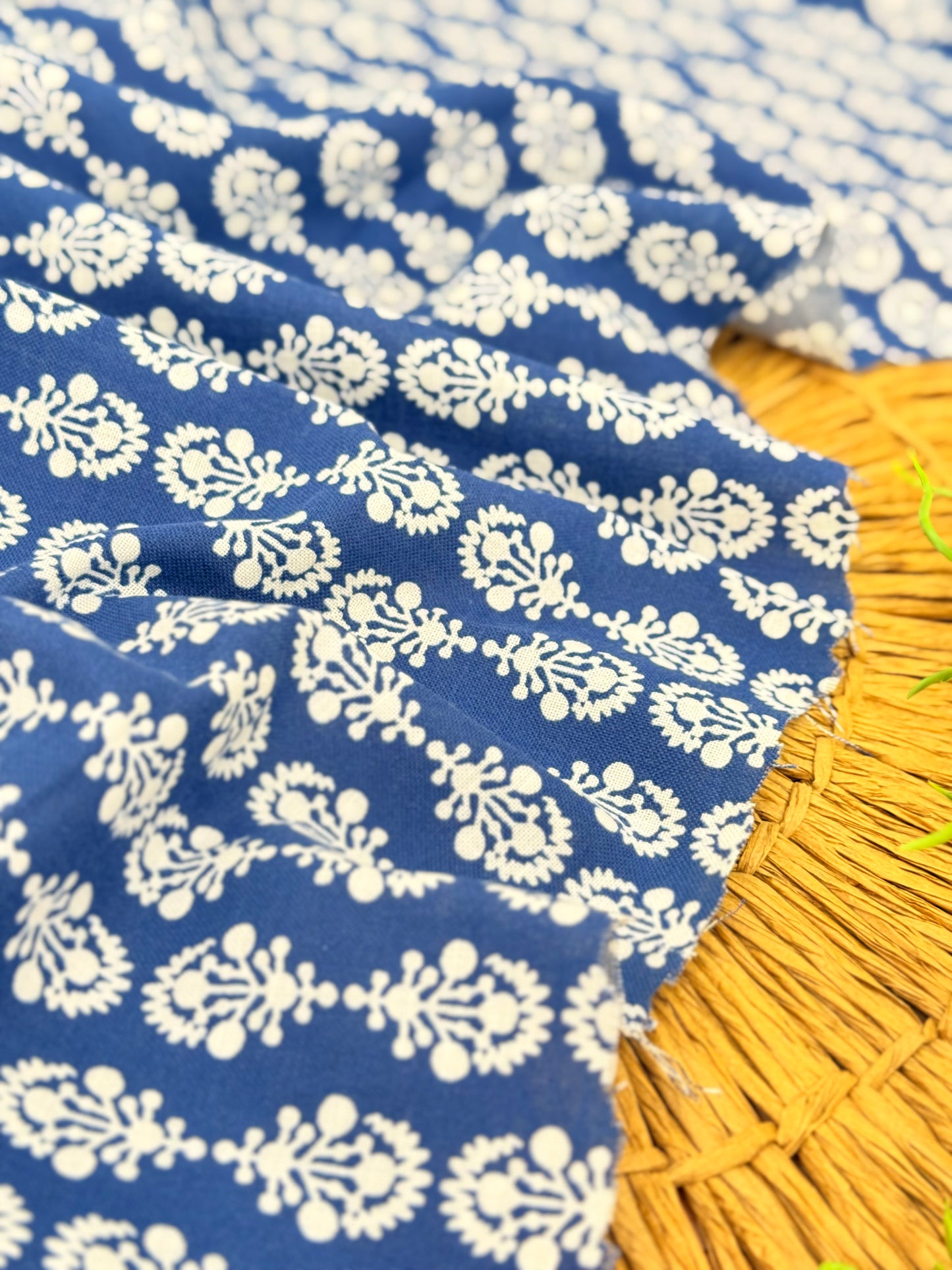 Printed Linen Indigo Garden