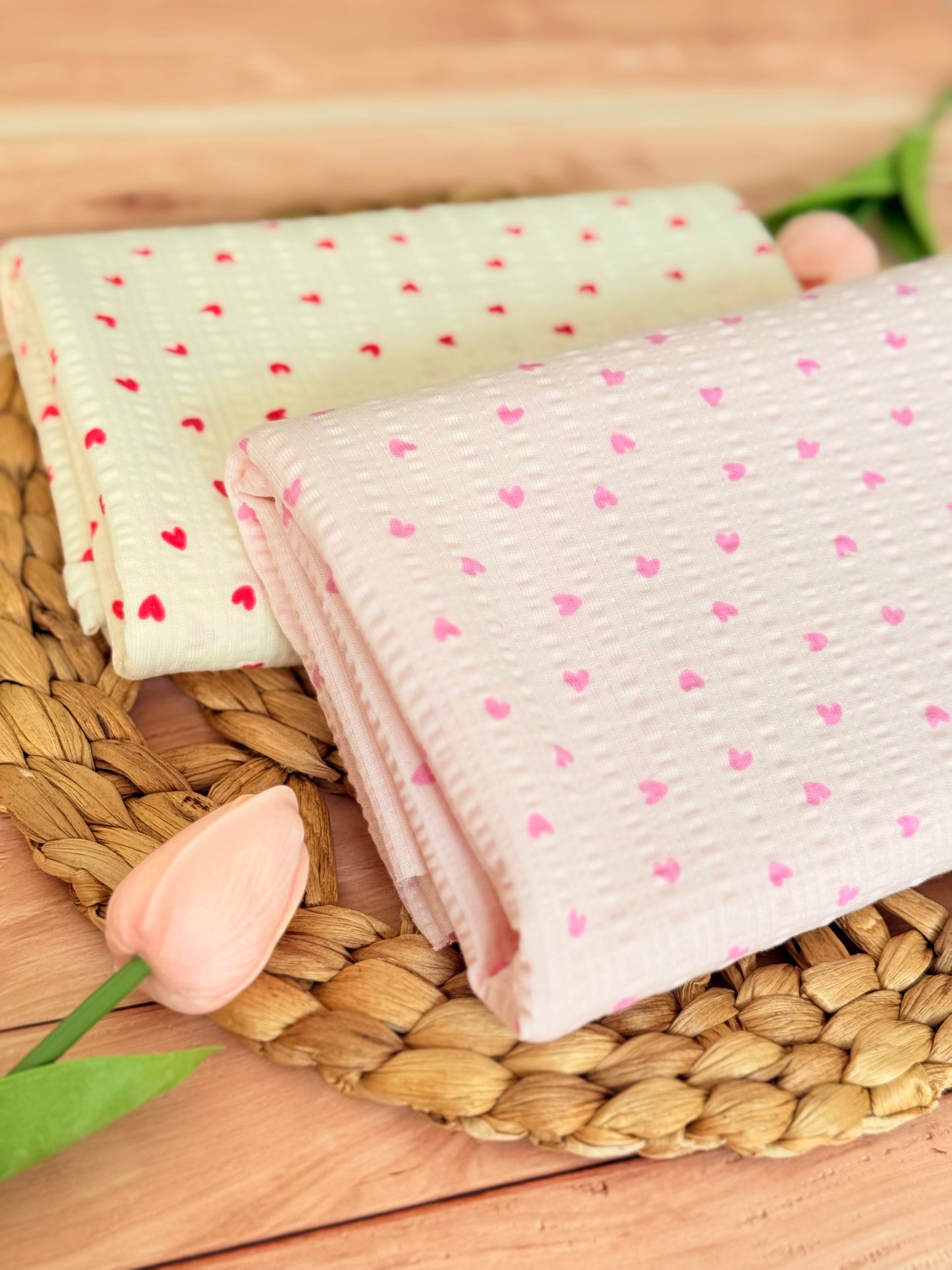 Knitted Seersucker Hearts