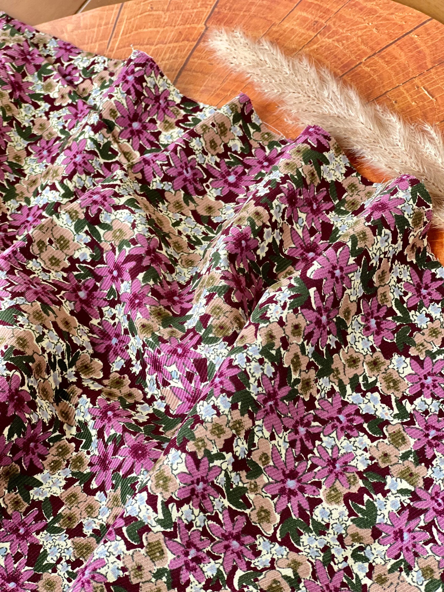 Printed Soft Corduroy Flowers 02